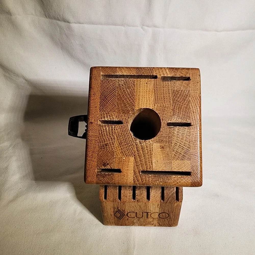 Cutco 13 Slot Wooden Knife Block Oak With Shears Holder